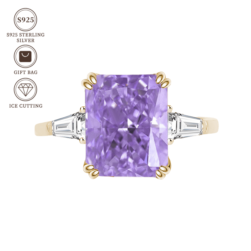 Women's Luxury S925 Sterling Silver Ring with Light Purple Zirconia